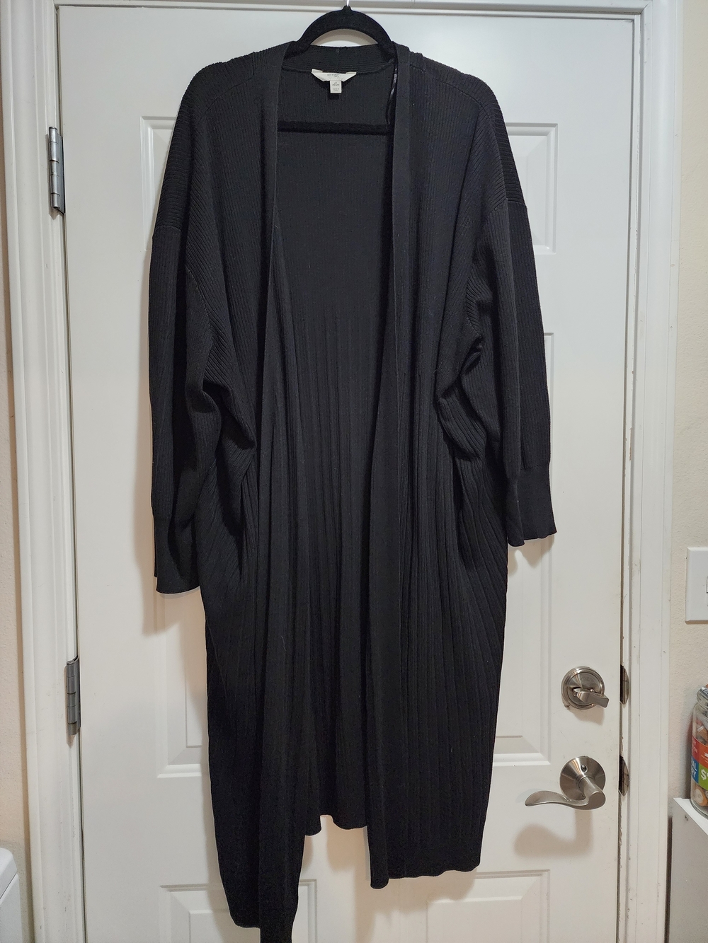 Terra & Sky Black Open Front Duster Cardigan Sweater Plus Size 4X